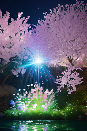 水流湍急中的花开奇景美轮美奂