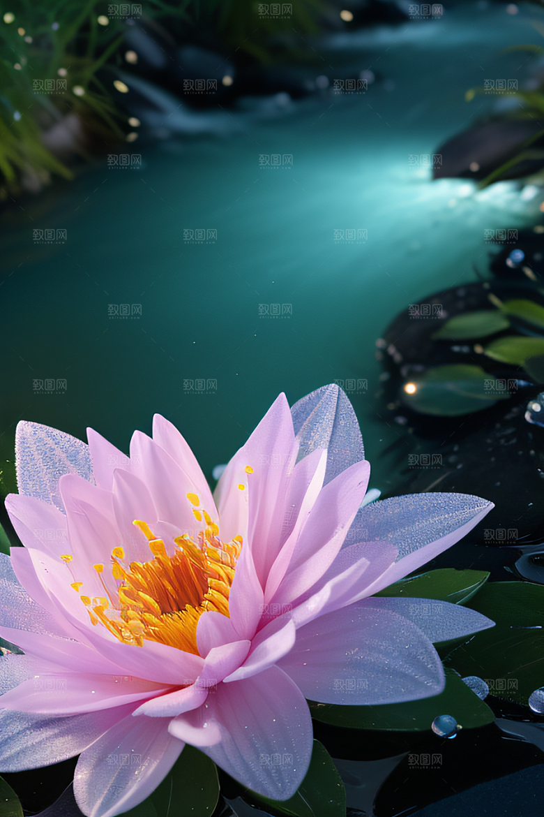 水流湍急中的花卉奇观视觉盛宴