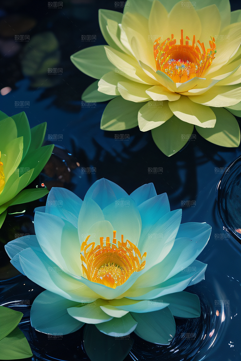 水流湍急中的花卉奇观视觉盛宴
