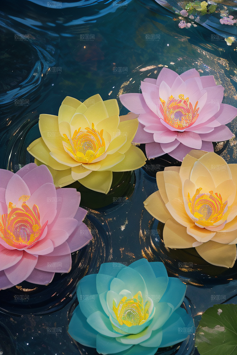 水流湍急中的花卉奇观视觉盛宴