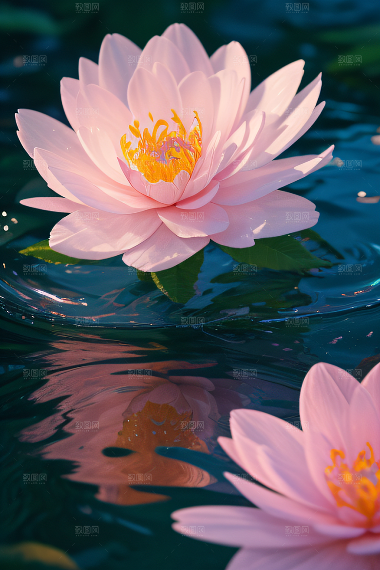 水流湍急中的花卉奇观视觉盛宴