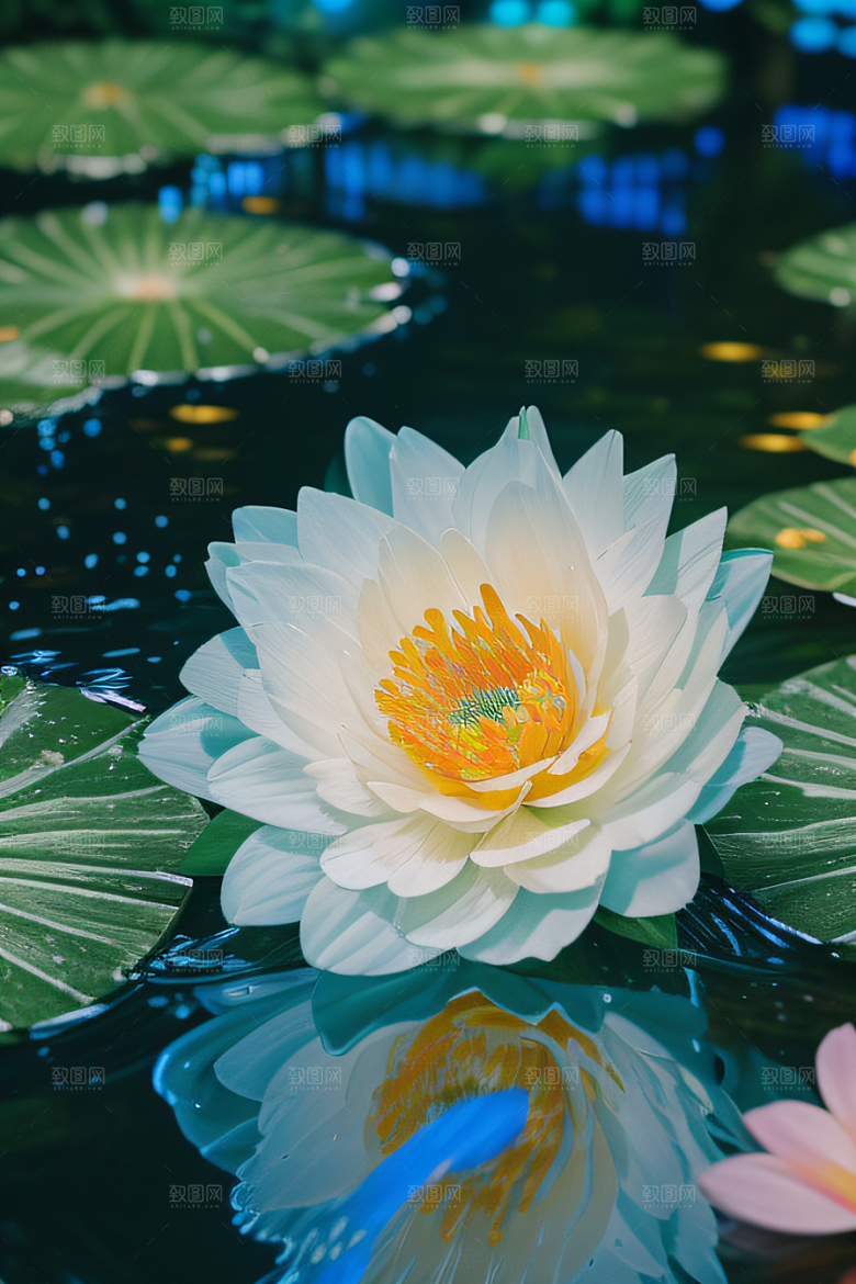 水流湍急中的花朵绽放美丽奇观