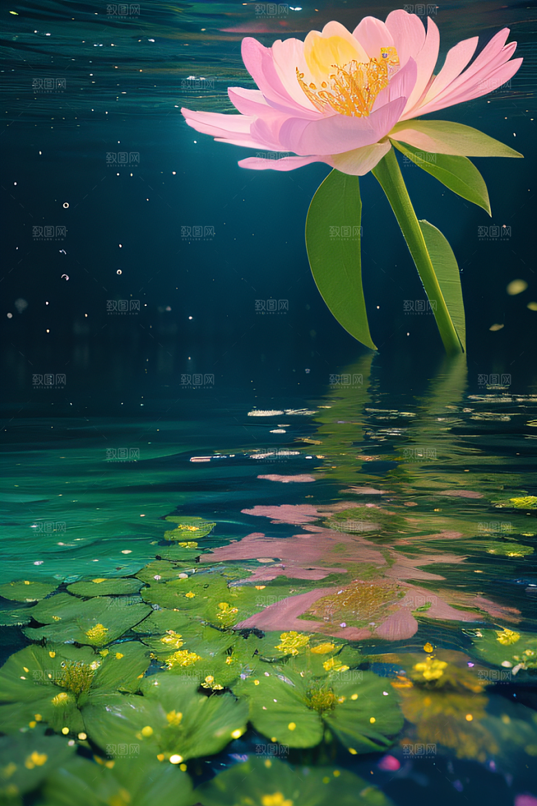 水流湍急中的花海奇观视觉盛宴