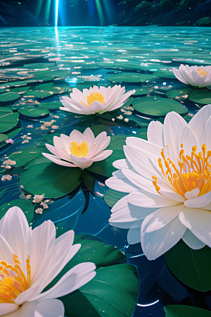 水流湍急中的花海奇观视觉盛宴