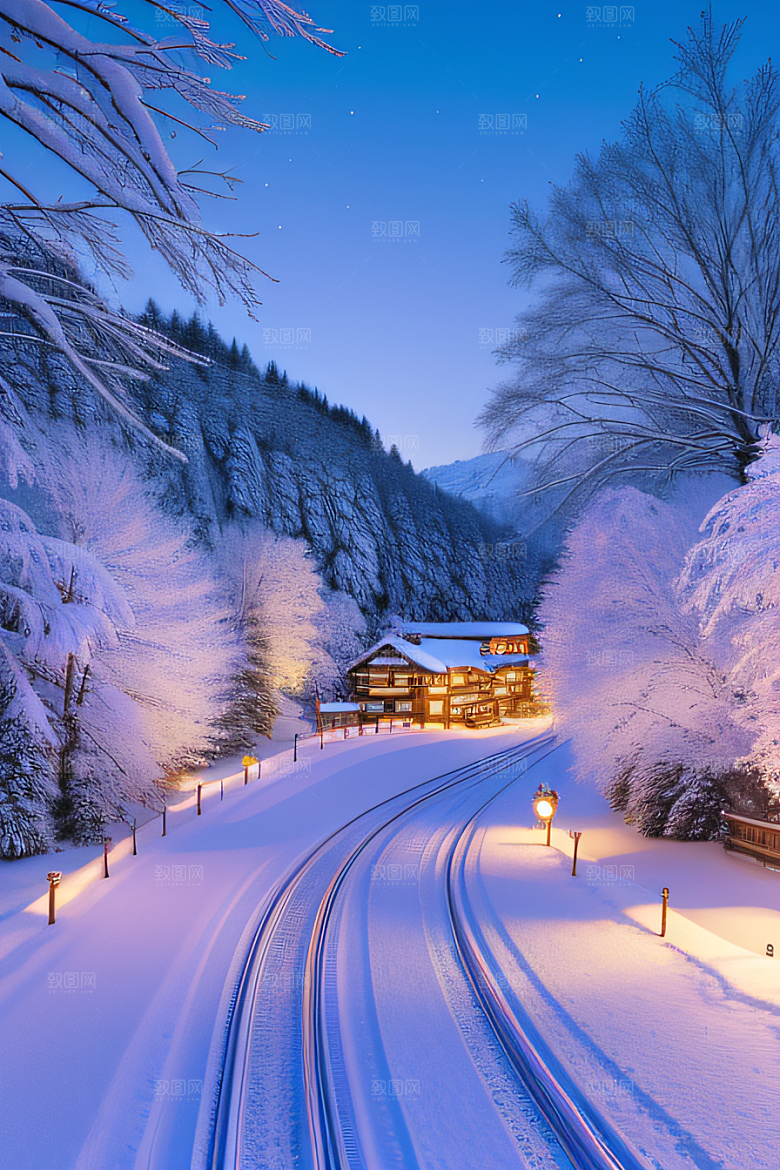 雪景下的瑞士小镇美景