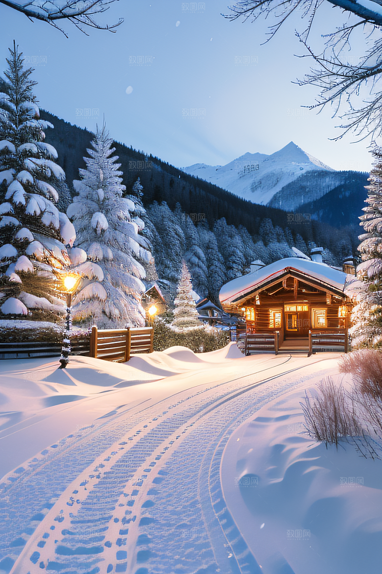 雪景下的瑞士小镇美景