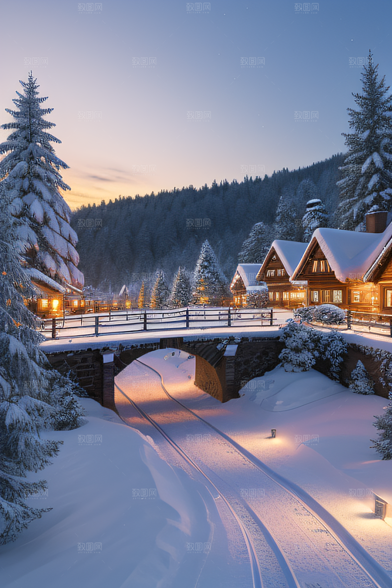 雪景下的瑞士小镇美景