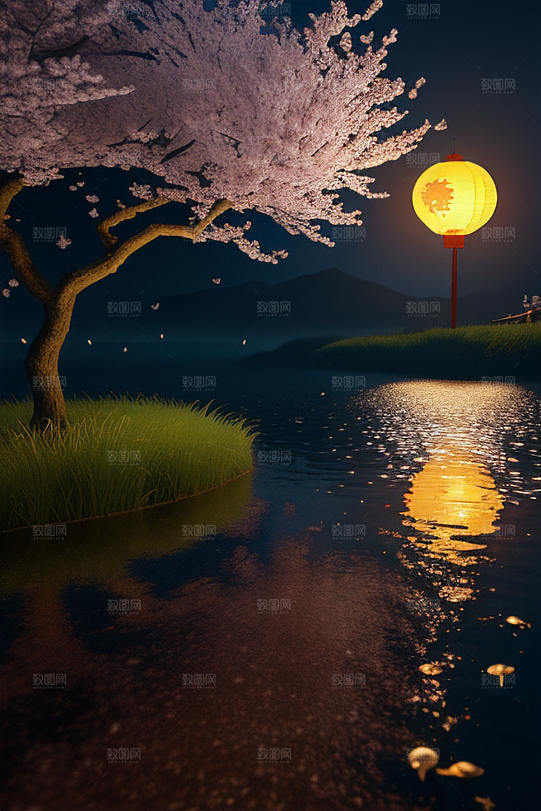 浪漫的画面中秋夜情景