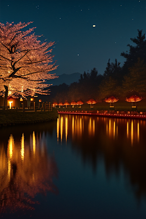 浪漫的画面中秋夜情景