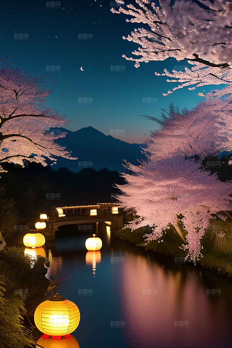 浪漫的画面中秋夜情景