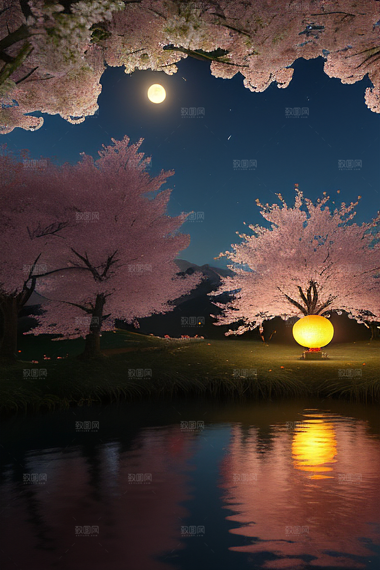 浪漫的画面中秋夜情景
