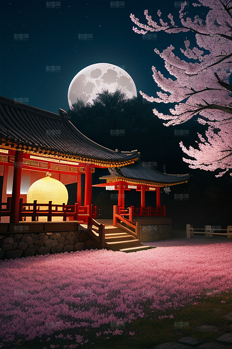 浪漫的画面中秋夜情景