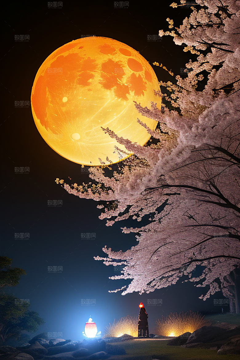 浪漫的画面中秋夜情景