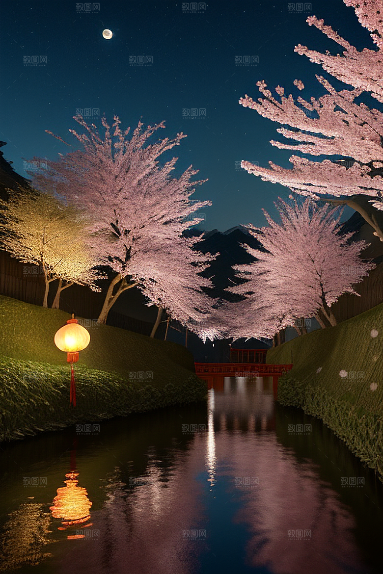浪漫的画面中秋夜情景