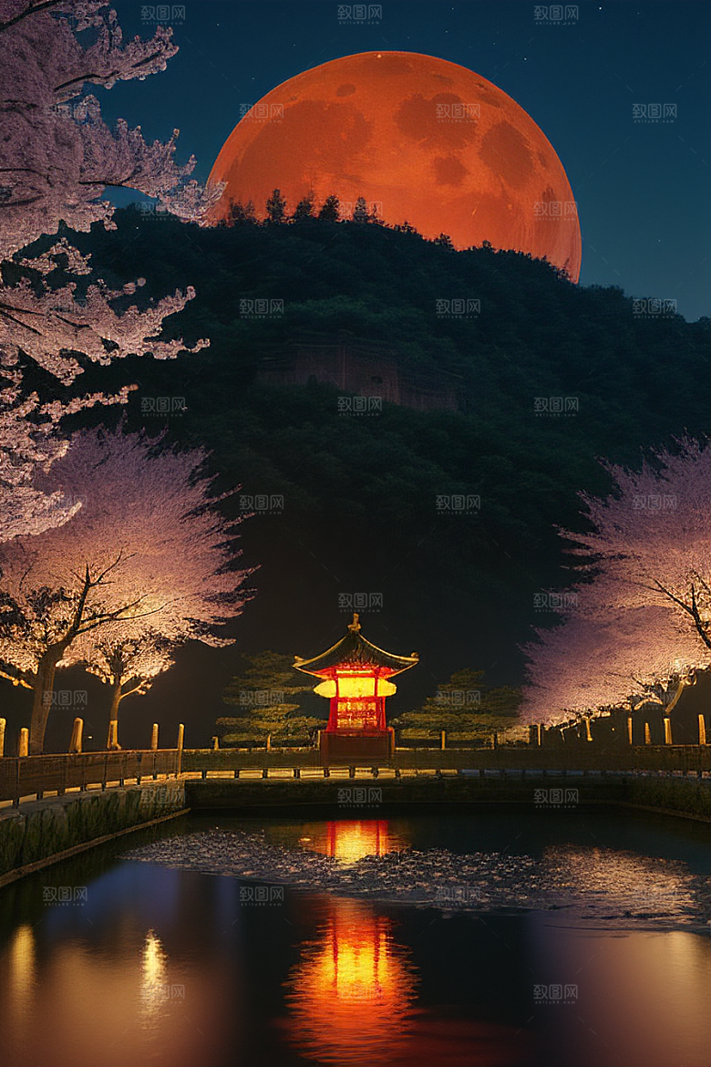美丽的画作中国樱花森林