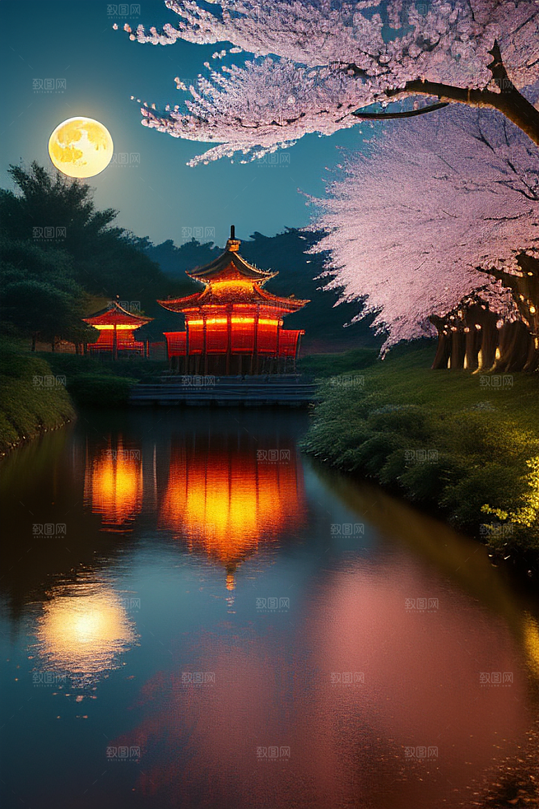 美丽的画作中国樱花森林