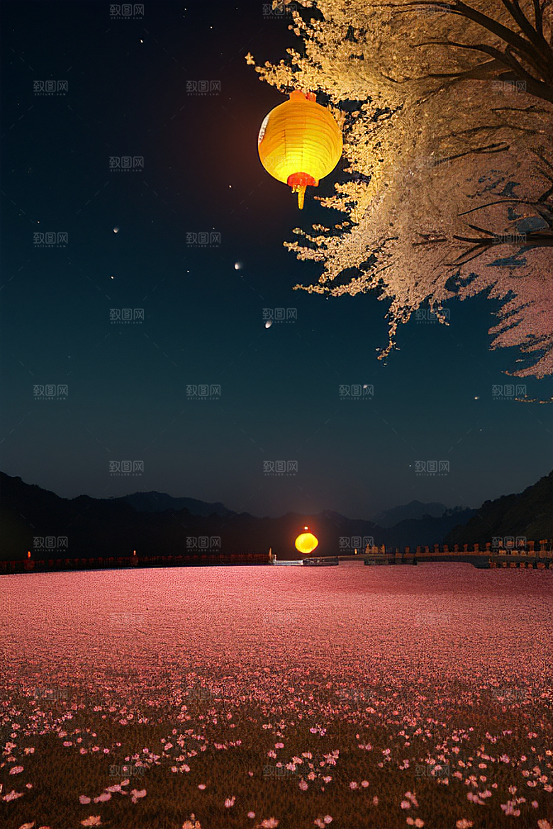 美丽的画作中国樱花森林