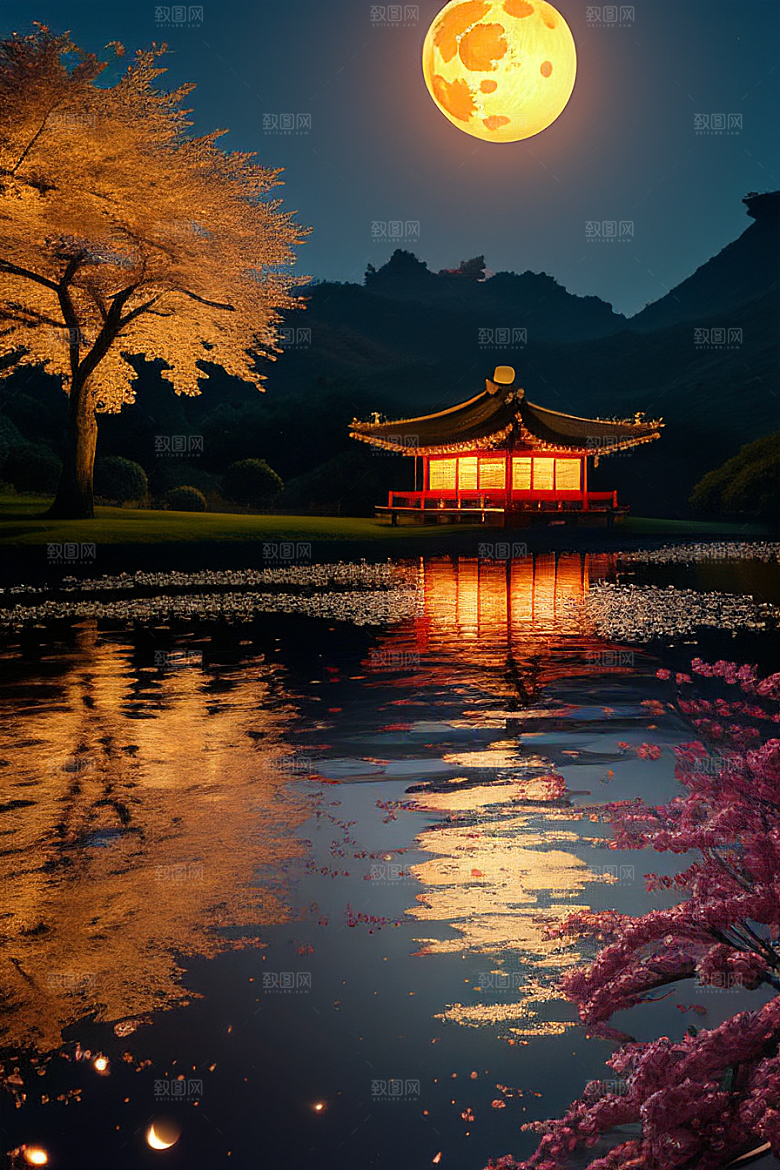 美丽的画作中国樱花森林