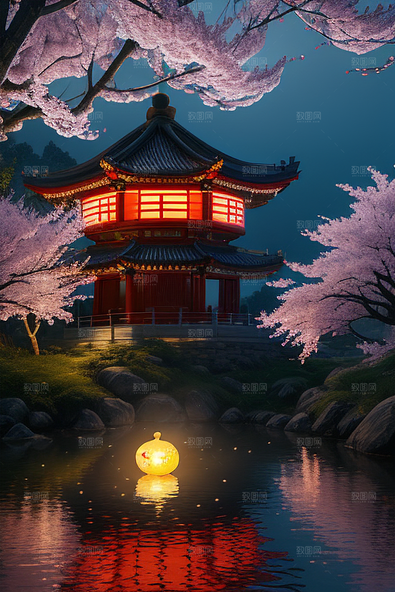 浪漫的画面中秋夜情景