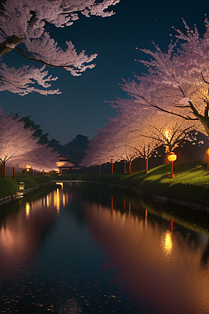 浪漫的画面中秋夜情景