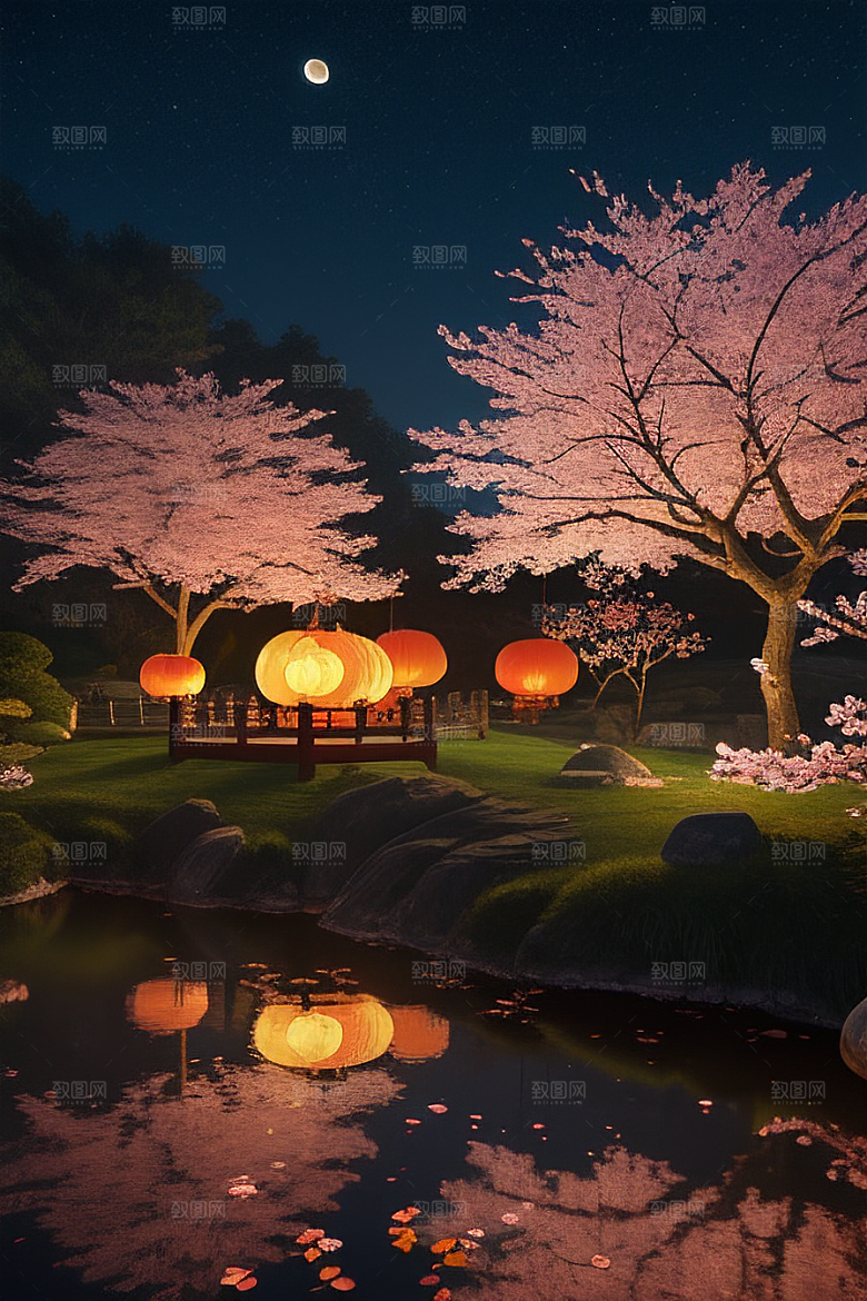 浪漫的画面中秋夜情景
