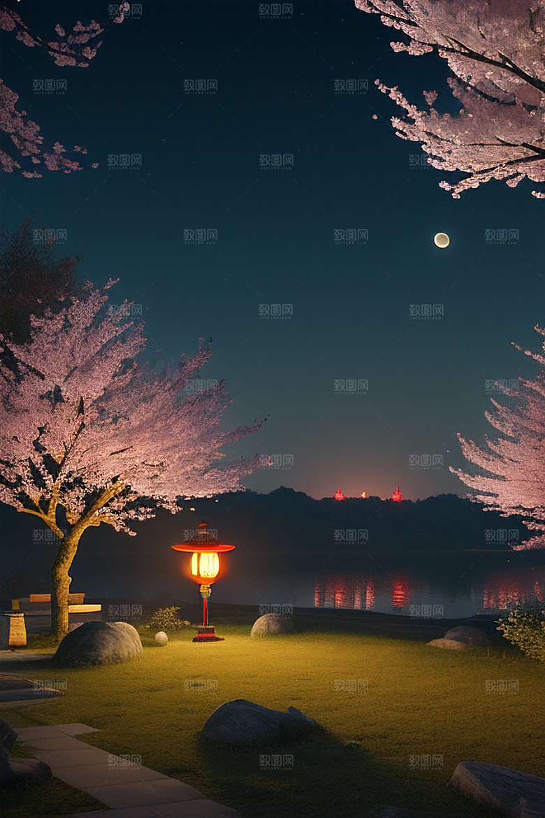 浪漫的画面中秋夜情景