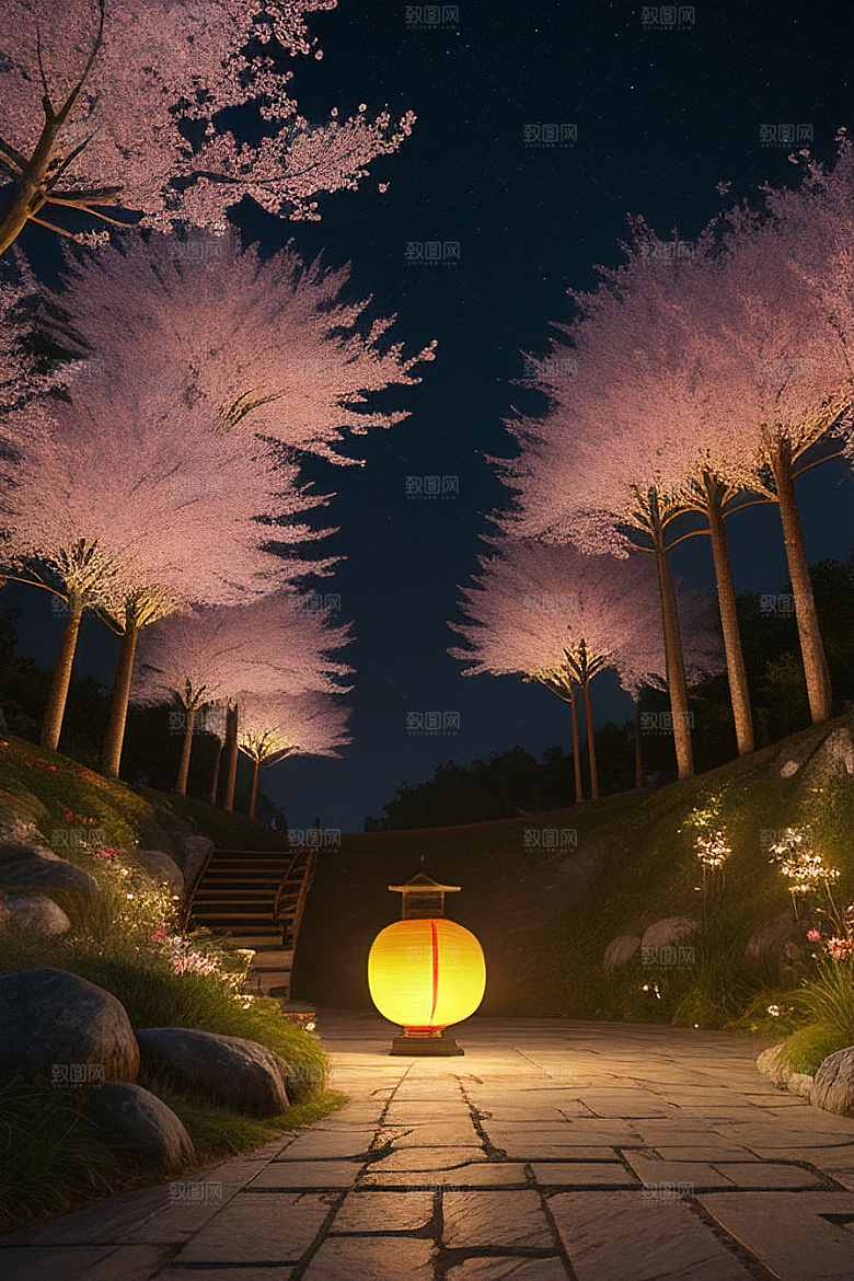 美丽的画作中国樱花森林