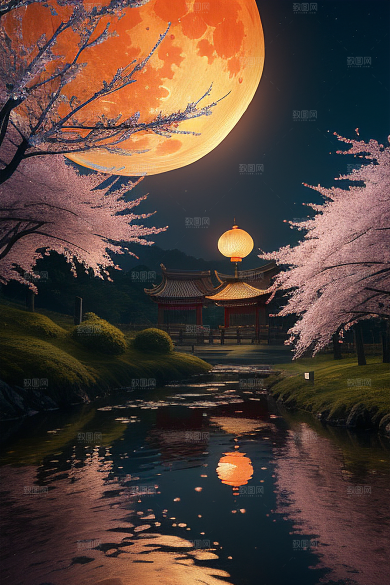 美丽的画作中国樱花森林