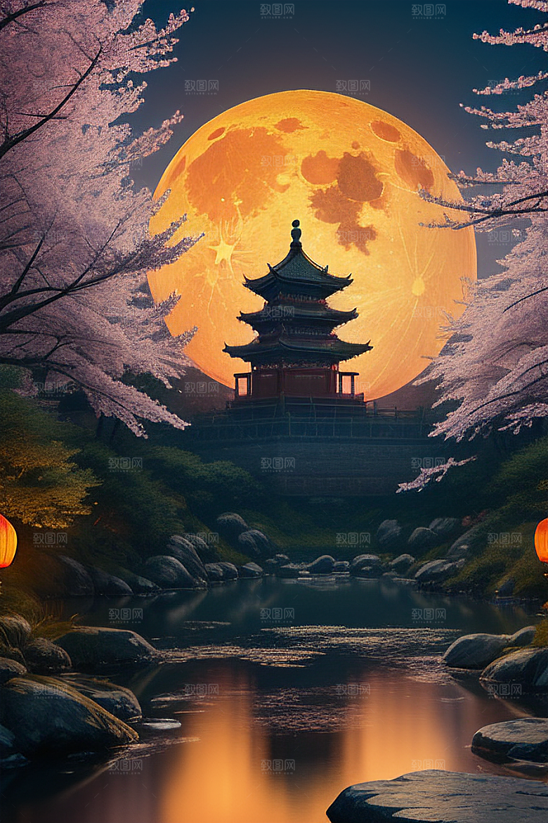 美丽的画作中国樱花森林