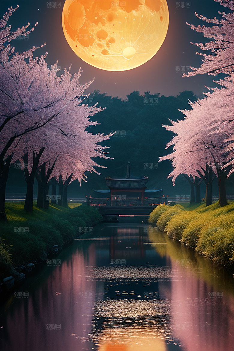 美丽的画作中国樱花森林