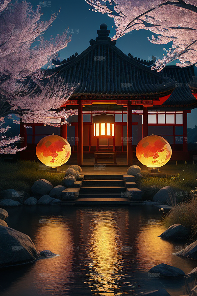 美丽的画作中国樱花森林