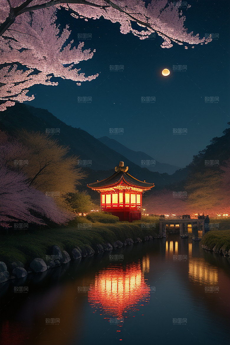 美丽的画作中国樱花森林