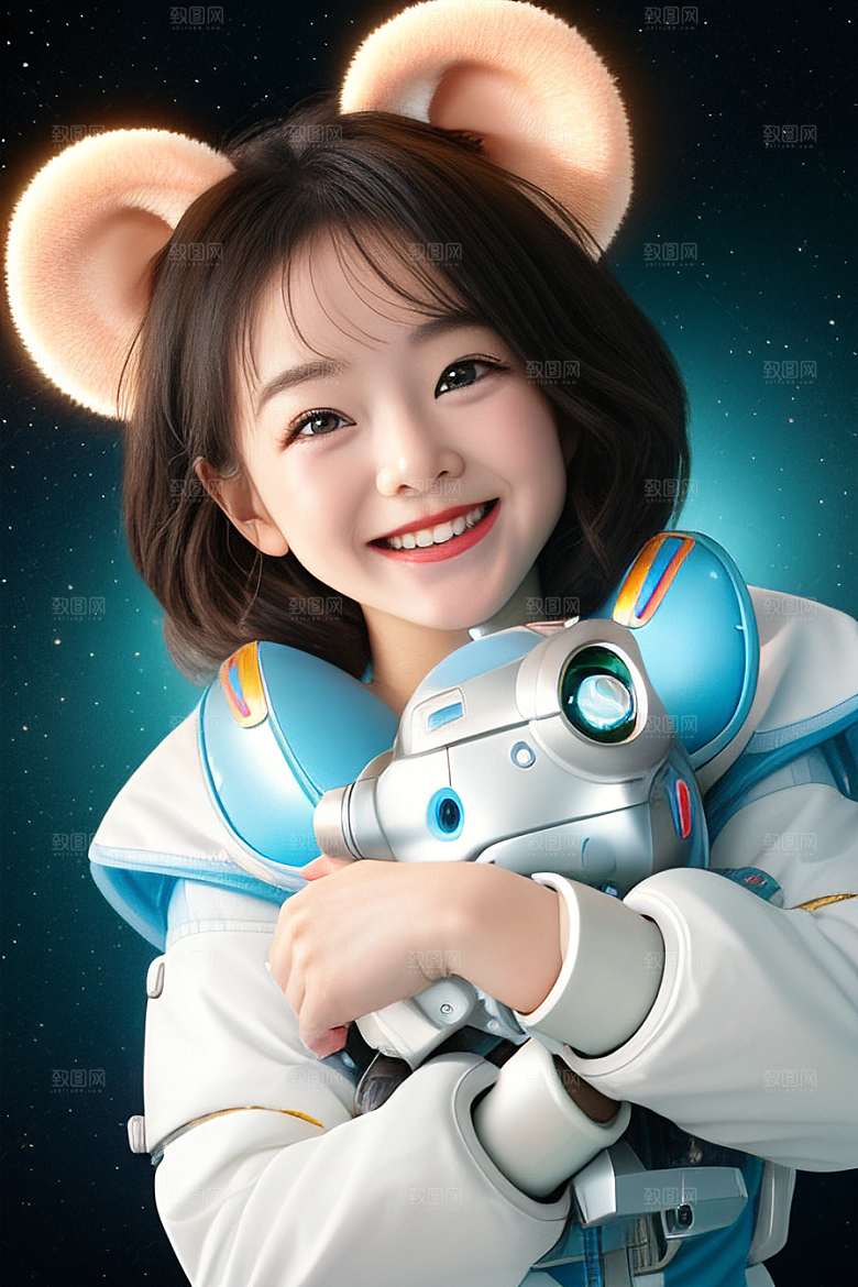 快乐的机器鼠宝宝笑容灿烂