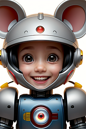 微笑的机器鼠宝宝满满的喜悦
