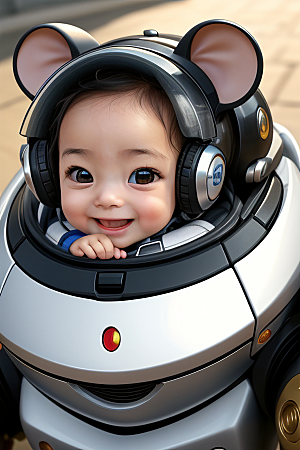 可爱的机器鼠宝宝笑容灿烂