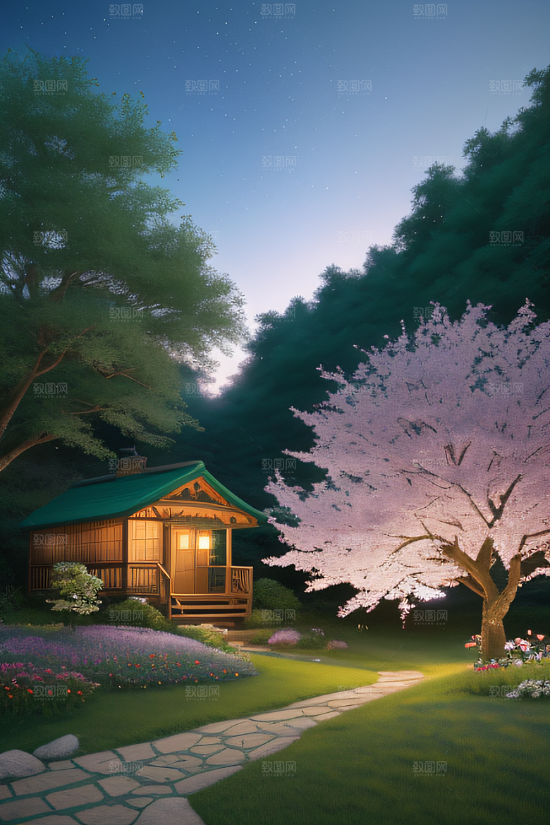 小屋与花朵新海诚的宁静画境