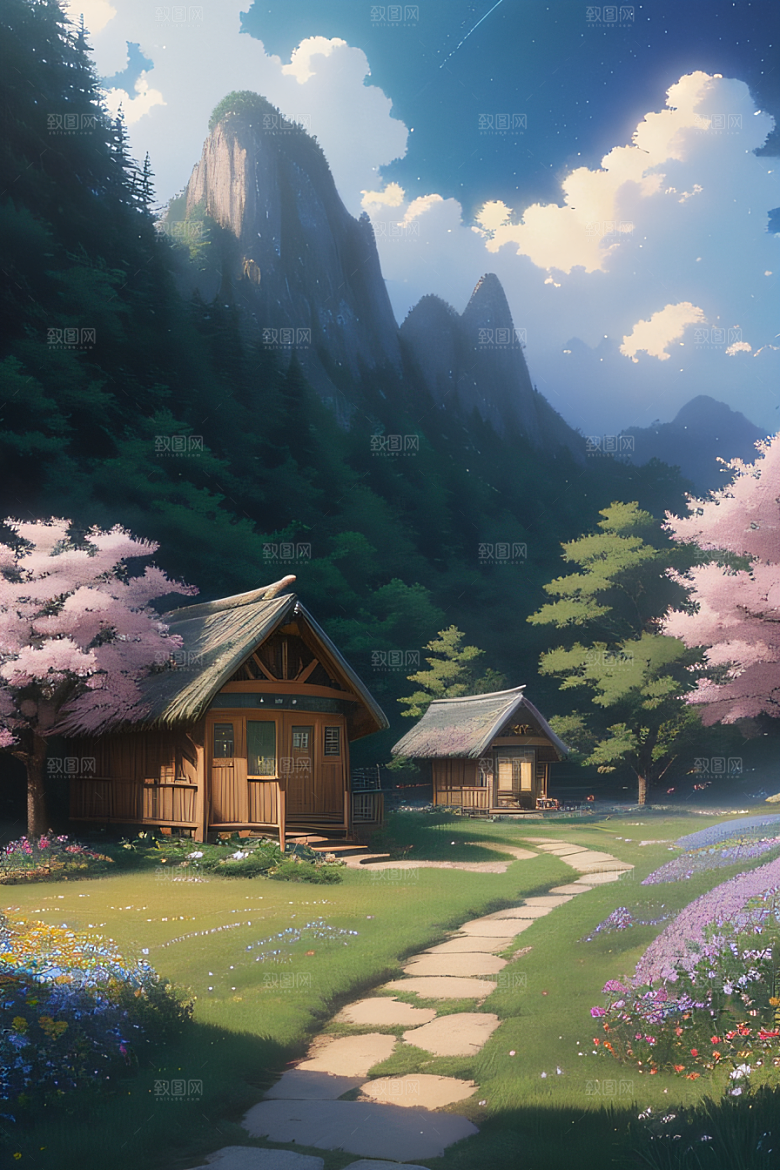 小屋与花朵新海诚的宁静画境