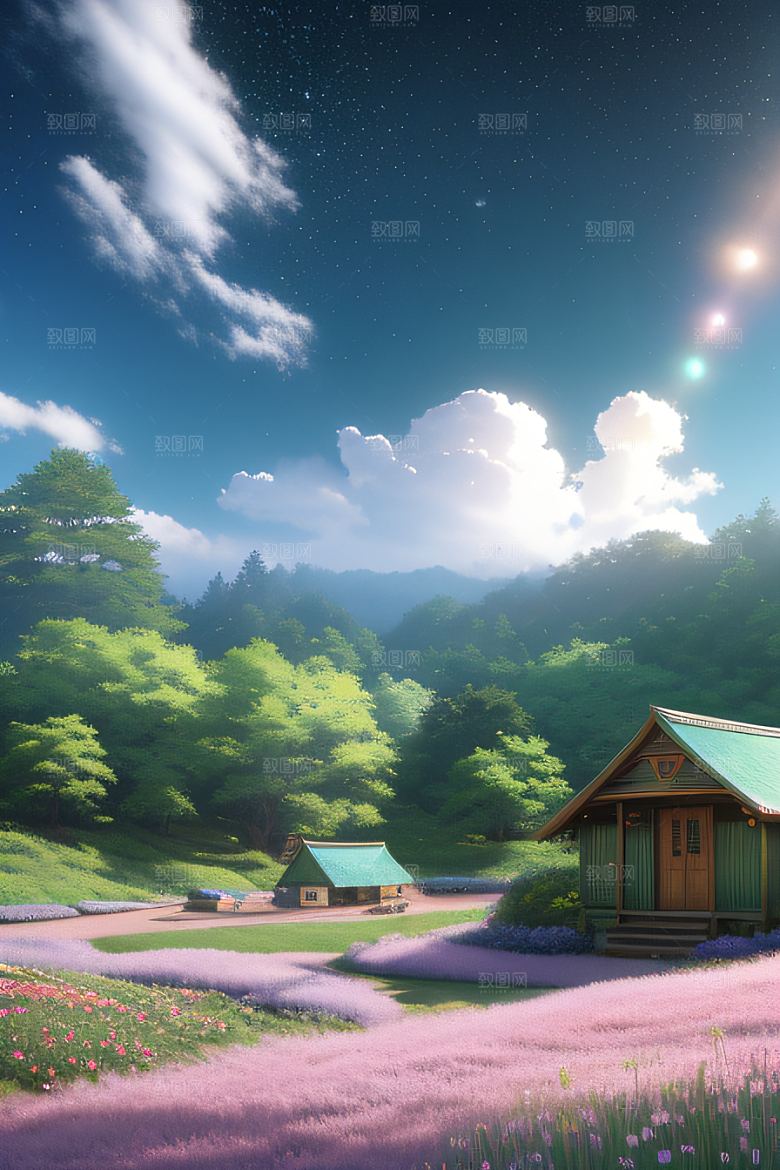 小屋与花朵新海诚的宁静画境