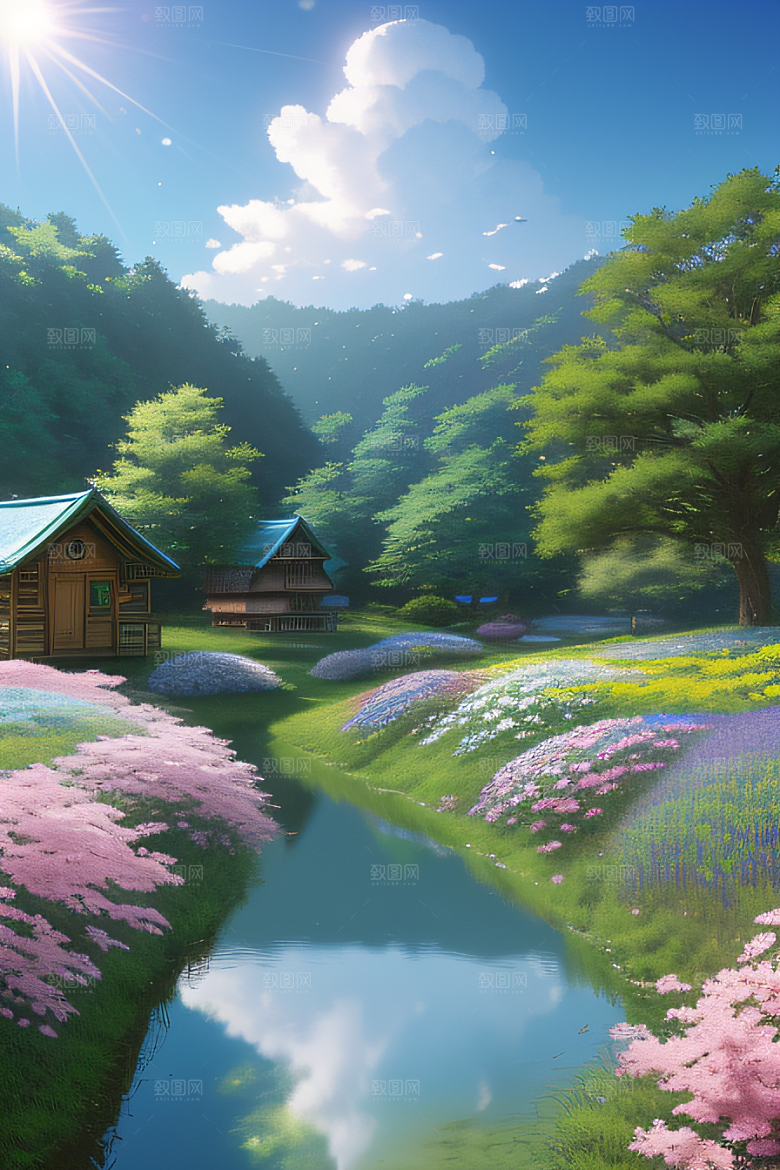 小屋与花朵新海诚的宁静画境