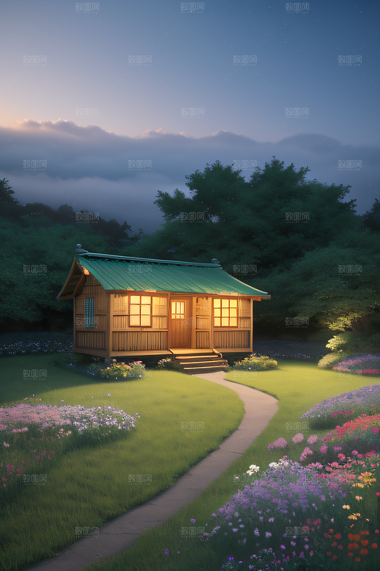 小屋与花朵新海诚的宁静画境