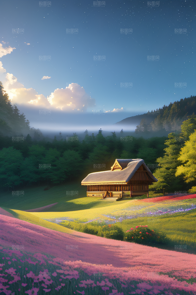 小屋与花朵新海诚的宁静画境