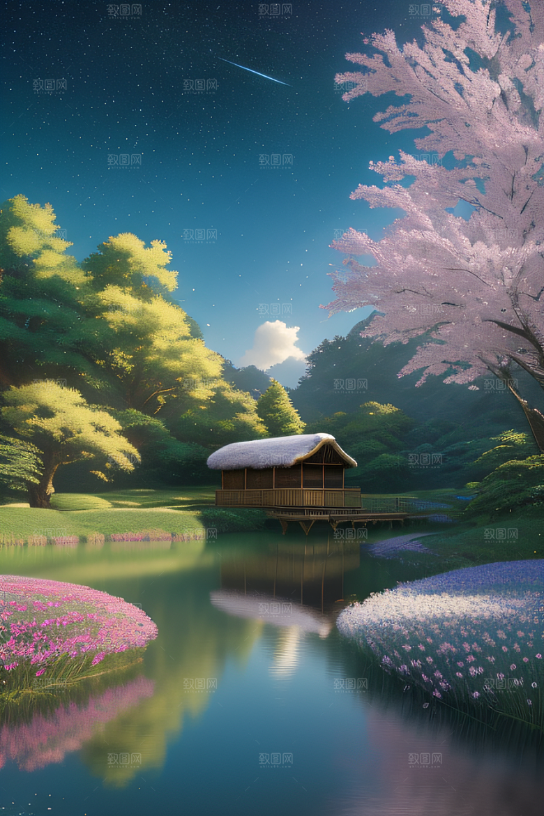 小屋与花朵新海诚的宁静画境