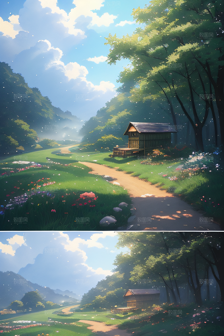 美丽花朵的绘画新海诚的艺术之美