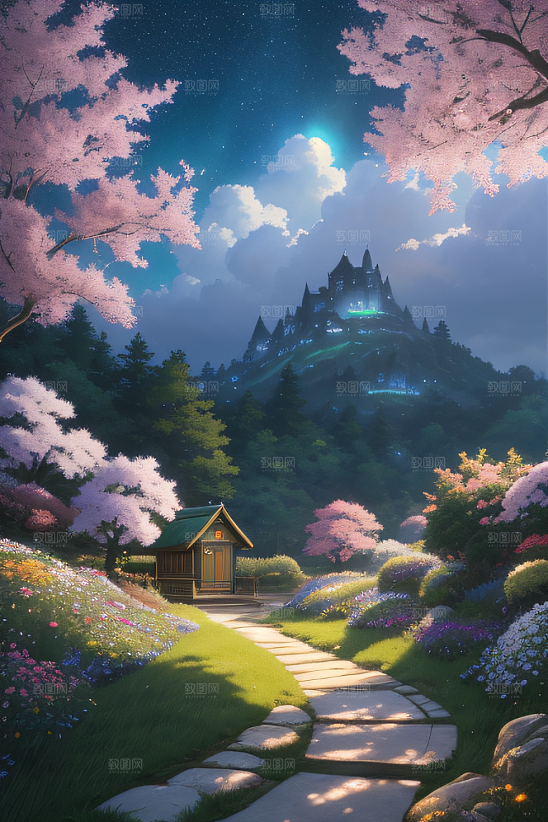 美丽花朵的绘画新海诚的艺术之美