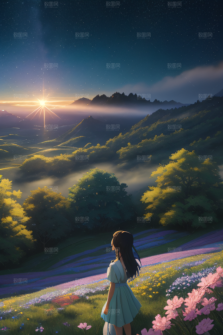 美丽花朵的绘画新海诚的艺术之美