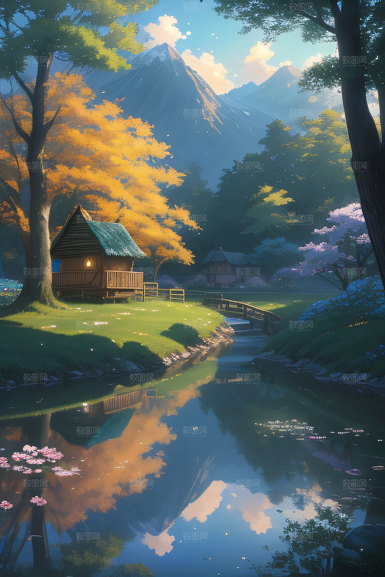 宁静的云中小屋新海诚的美丽画作