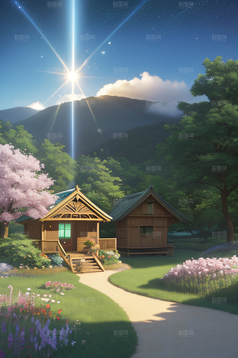 宁静的云中小屋新海诚的美丽画作