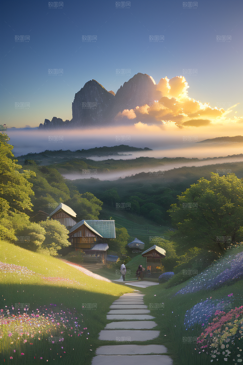 宁静的云中小屋新海诚的美丽画作