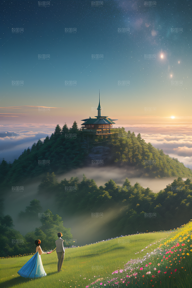 宁静的云中小屋新海诚的美丽画作