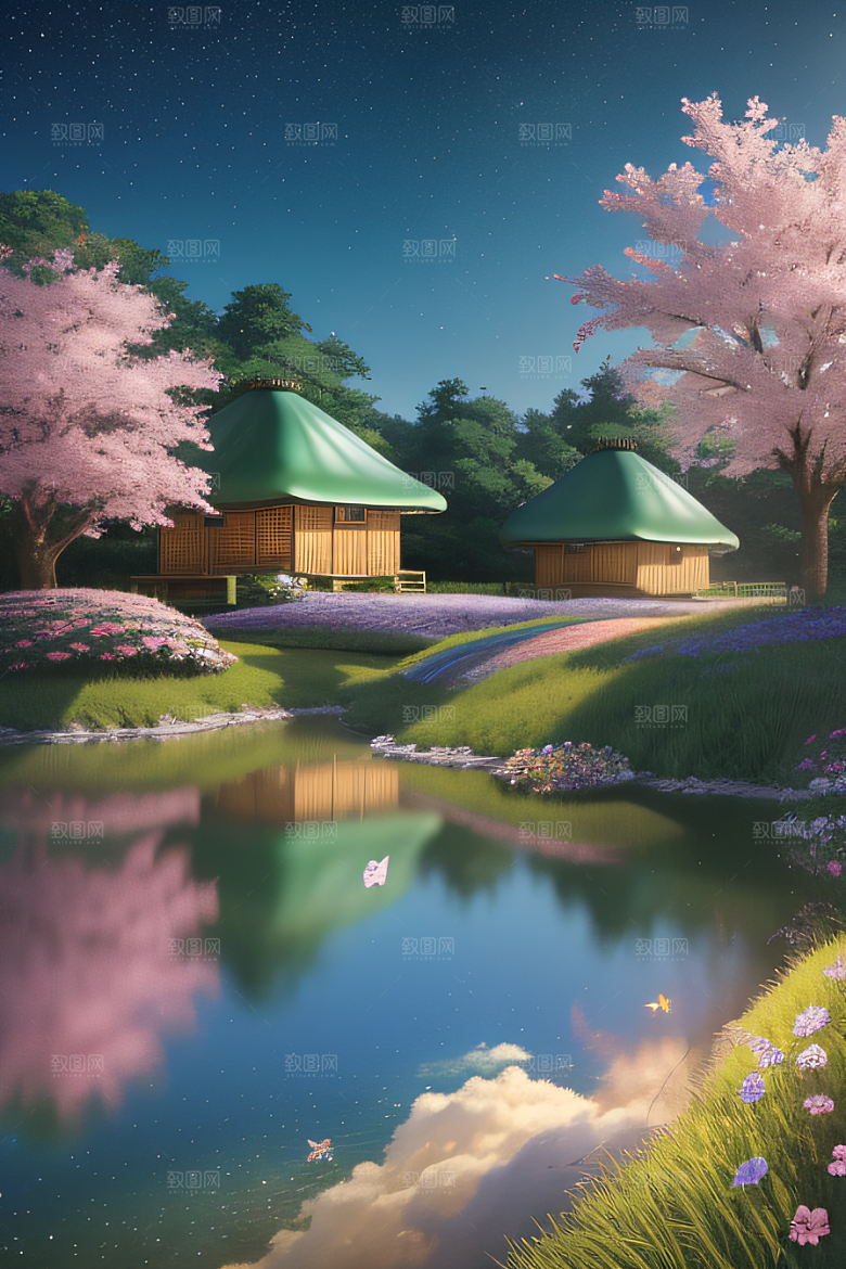 宁静的云中小屋新海诚的美丽画作